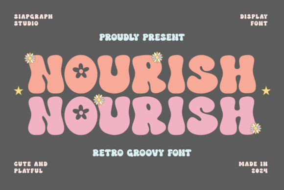 Nourish: A Retro Groovy Display Font for Joyful Editorial Moments